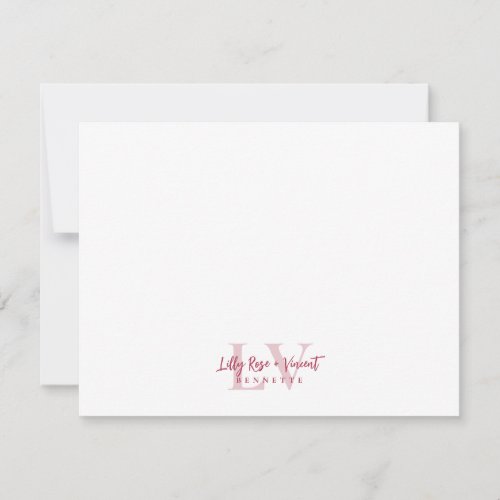 Red Classic Monogram Couple Custom Wedding Note Card