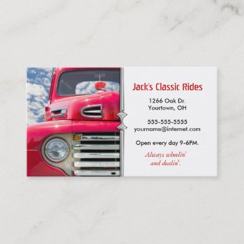 Red Classic Old Truck Business Card by dryfhout at Zazzle