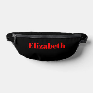 Red Classic Personalized Name   Black Stylish Fanny Pack