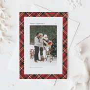Red Classic Plaid Pattern Merry Christmas Photo Holiday Card at Zazzle