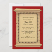 Red Classic Scroll Invitation