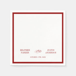 Red Classic Simple Minimalist Wedding Napkins