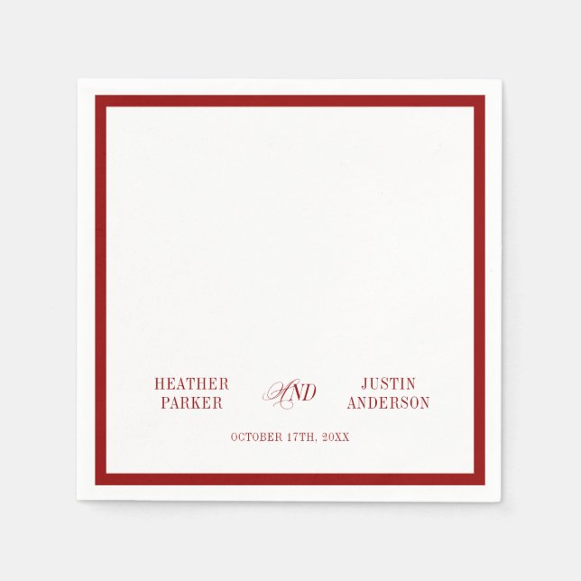 Red Classic Simple Minimalist Wedding Napkins (Front)