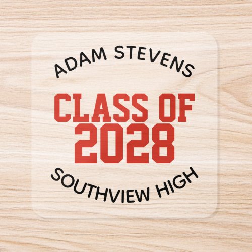 Red Classic Varsity Graduate Party Favors  Square Sticker
