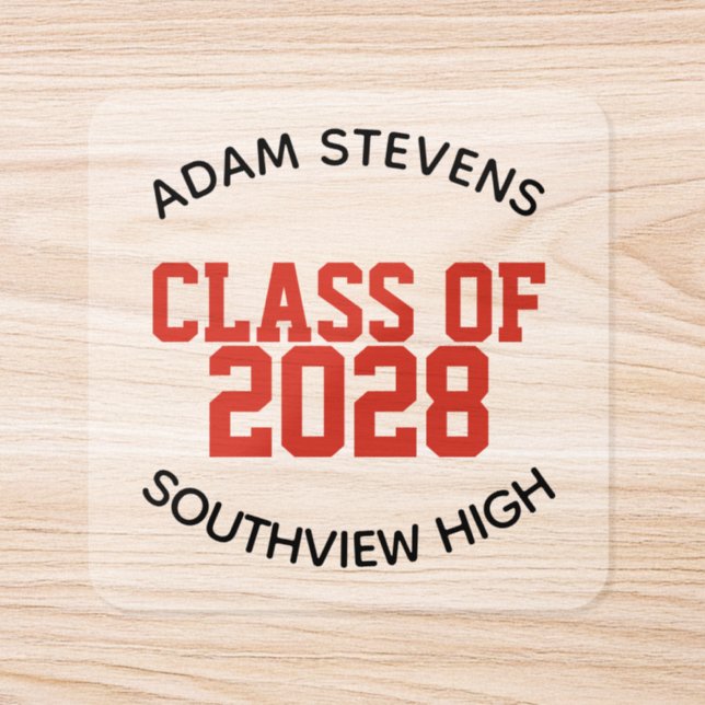 Red Classic Varsity Graduate Party Favors  Square Sticker (Single)