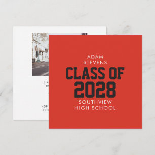 Red Classic Varsity Graduate Party Invitation