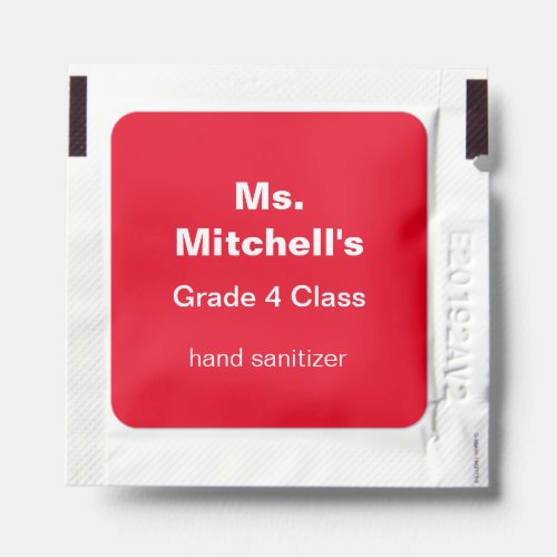 Red Classroom Hand Sanitizer Packet