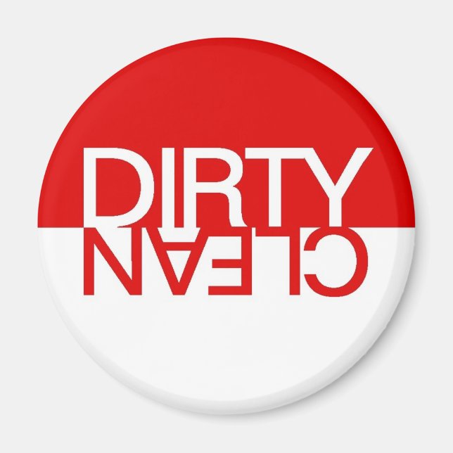 Red Clean Dirty Dishwasher Magnet (Front)