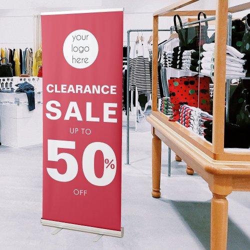 Red Clearance Sale Shop Retail Business Logo Retractable Banner