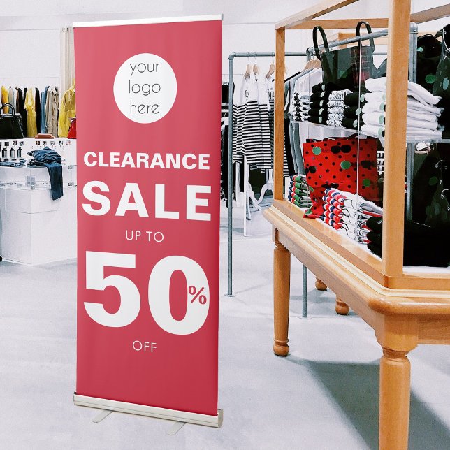 Red Clearance Sale Shop Retail Business Logo Retractable Banner (Creator Uploaded)