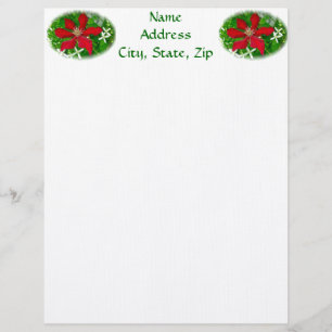 Red Clematis Merry Christmas Letterhead