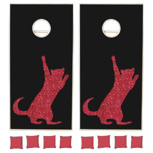 Red Climbing Kitty Cat Cornhole Set