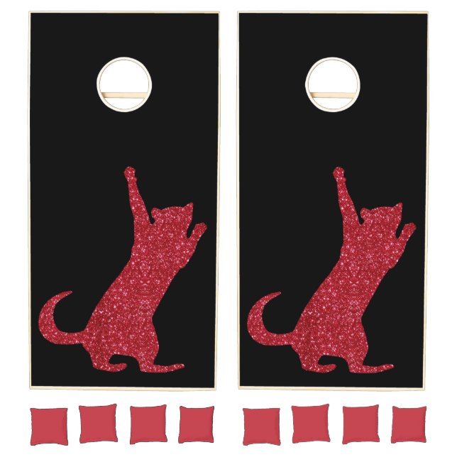 Red Climbing Kitty Cat Cornhole Set (Set)