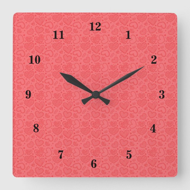 Red Clock with Hearts (Front)