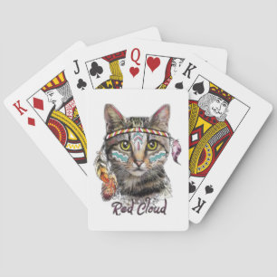 Red cloud cute cat poker cards