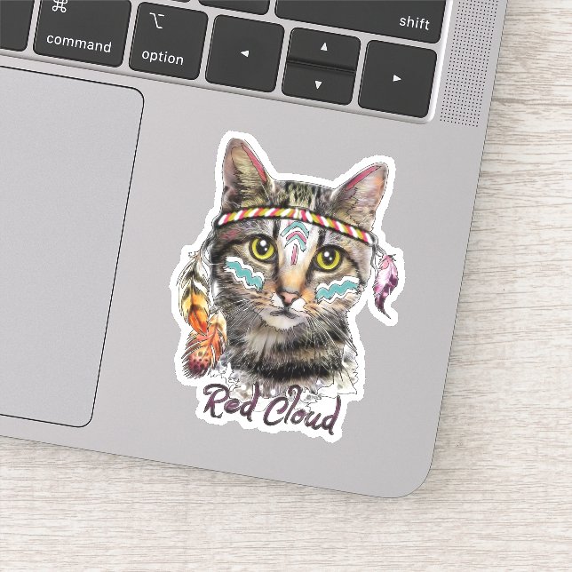 Red cloud cute cat sticker (Detail)