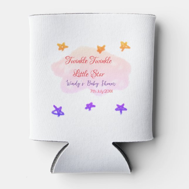 Red clouds twinkle Twinkle Little Star baby shower Can Cooler (Front)