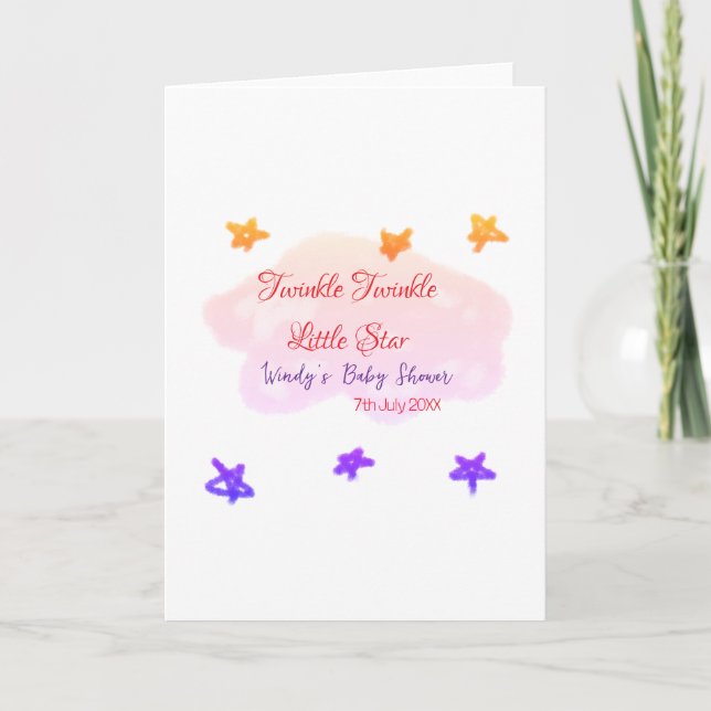 Red clouds twinkle Twinkle Little Star baby shower Card (Front)