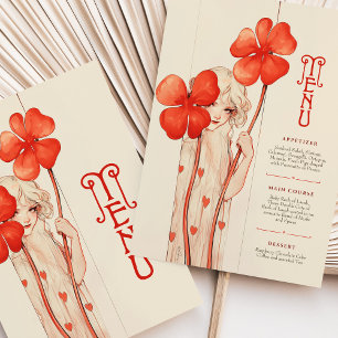 Red Clover Art Nouveau Menu Card