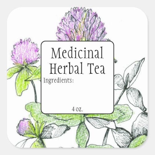 Red Clover Blank Herb Tea Blend Label Custom 