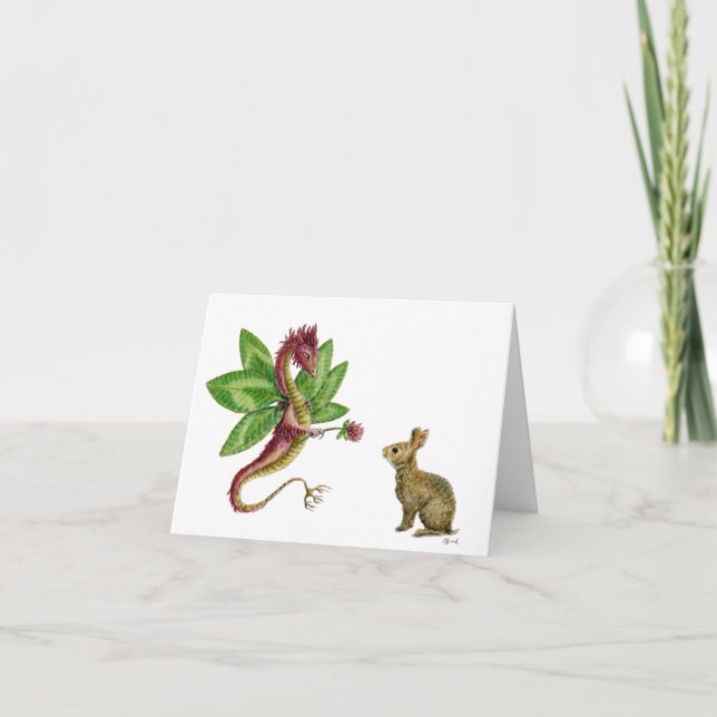Red Clover Dragon - notecard (Front)