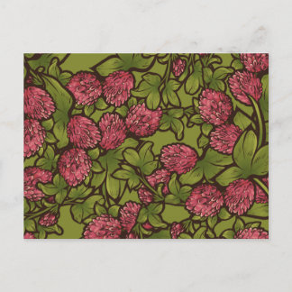 Red Clover Flower Spring Pattern Postcard