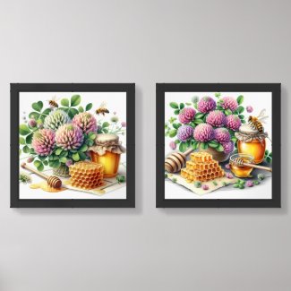 Red Clover Honey Wall Art Print Set