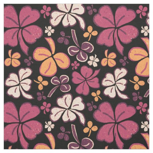 Red Clover Shamrock Pattern St. Patrick`s Day  Fabric