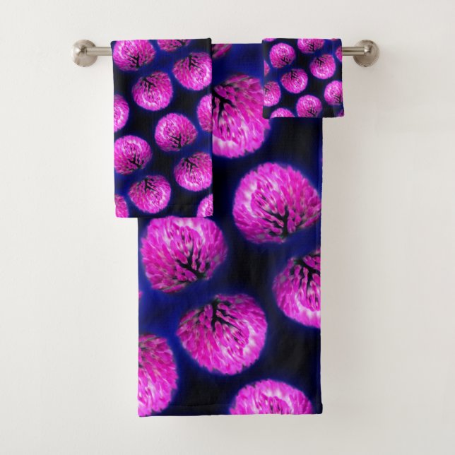 Red Clover Wildflower Abstract Pattern   Bath Towel Set (Insitu)