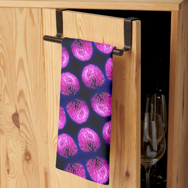 Red Clover Wildflower Abstract Pattern    Kitchen Towel (Thirds Fold)