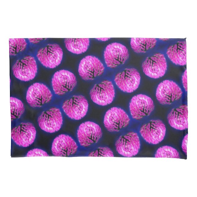 Red Clover Wildflower Abstract Pattern Pillow Case (Front)