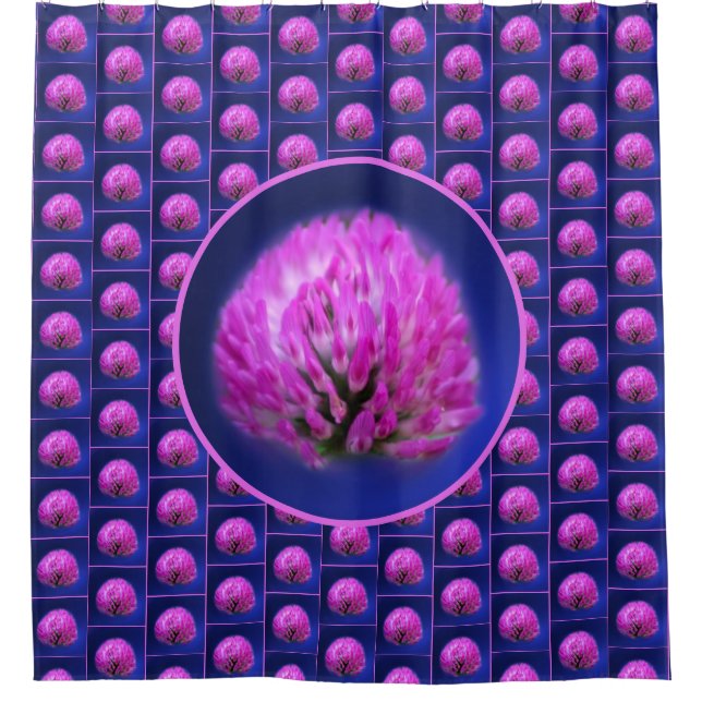 Red Clover Wildflower Nature Art Pattern  Shower Curtain (Front)