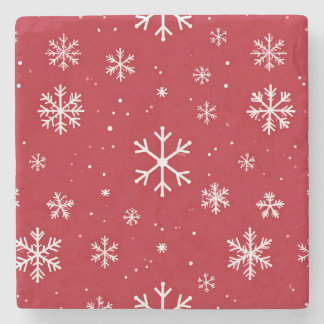 Red coaster with white snowflake pattern