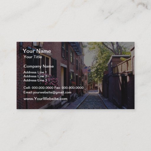 Customizable Red Cobblestone Acorn Street flowers Business Cards