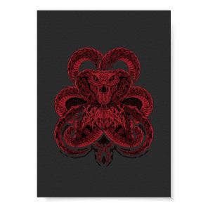 Red Cobra Art Deco Snake Illustration Poster