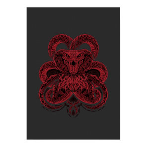 Red Cobra Art Deco Snake Illustration Poster