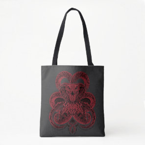 Red Cobra Art Deco Snake Illustration Tote Bag