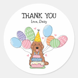 Red Cockapoo Cavapoo Birthday Favor Tags Sticker