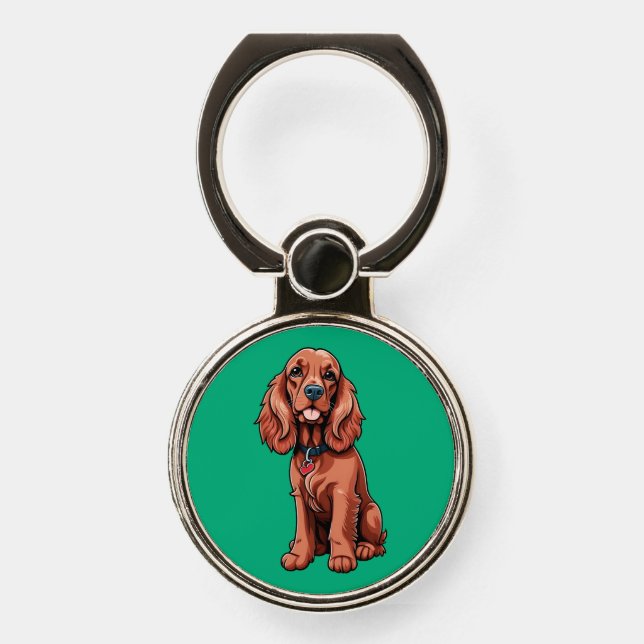 Red Cocker Spaniel Sitting Phone Ring Stand (Front)