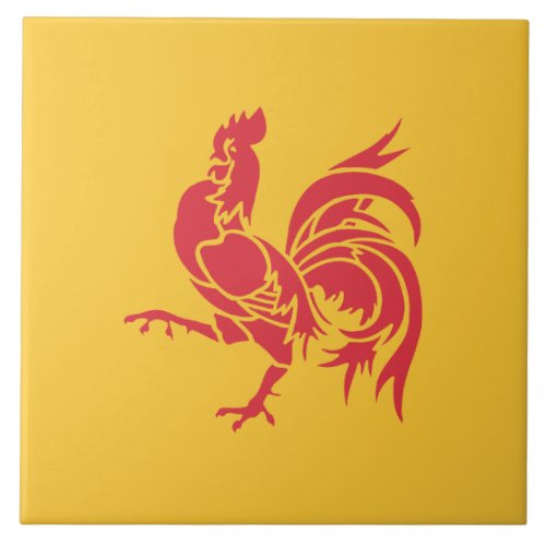 Red Cockerel Flag of Wallonia Ceramic Tile