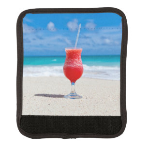 Red Cocktail by the Sea Photo Luggage Handle Wrap