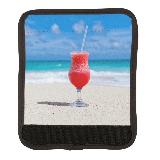 Red Cocktail by the Sea Photo Luggage Handle Wrap (Front)