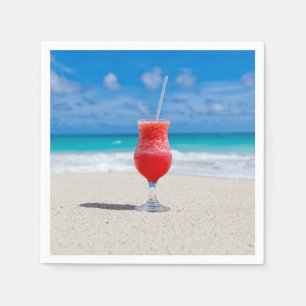 Red Cocktail by the Sea Photo Napkins