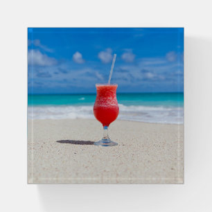 Red Cocktail by the Sea Photo Paperweight