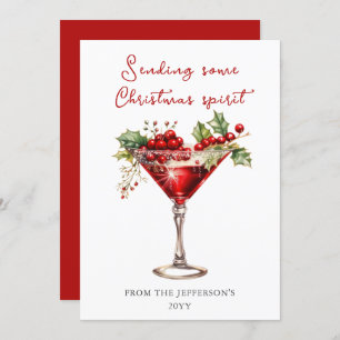 Red Cocktail Christmas Spirit Holiday Card