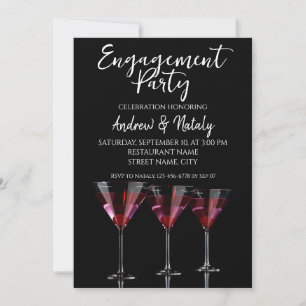 Red cocktails in martini glass with cherry invitation
