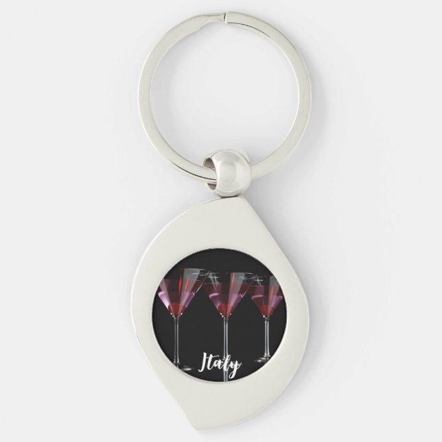 Red cocktails in martini glass with cherry keychain (Front)