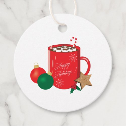 Red Cocoa Mug White Favor Gift Tags