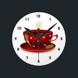 Red Coffee Cup Kitchen Clock<br><div class="desc">This red coffee cup clock looks great on any kitchen wall.</div>