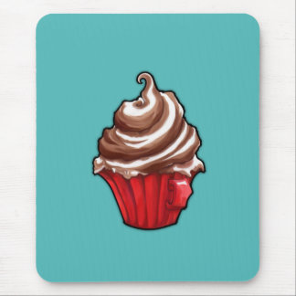 Red Coffee Cupcake teal Mousepad